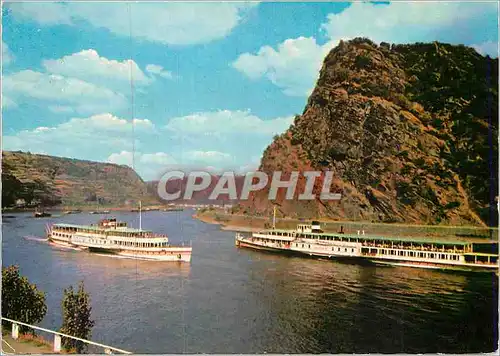 Cartes postales moderne Le beau Rhin-Less rochers de la Loreley Bateaux