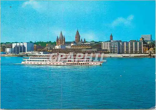 Cartes postales moderne Bord du Rhin  Hotel de Ville  Cathedrale Bateau