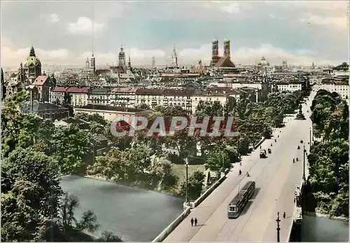 Moderne Karte Blick vom Maximilianeum aud die Stadt