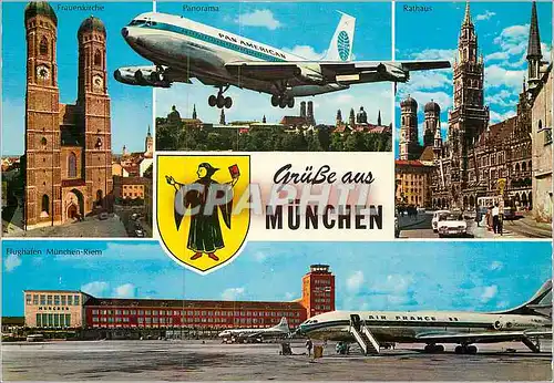 Cartes postales moderne Munchen Avion Air France Pan American