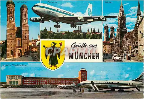 Moderne Karte Munchen Avion Air France Pan American