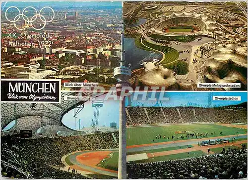 Moderne Karte Blick vom Olympiaturm-Olympiastadion
