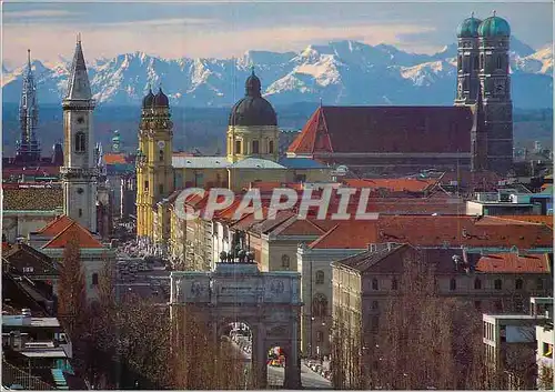 Moderne Karte Alps with Ludwig-Theatiner und Frauenkirche-Siegestor