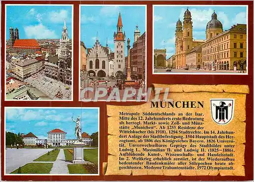 Cartes postales moderne Marienplatz Mariensaule Theatinerkirche Schloss Nymphenburg