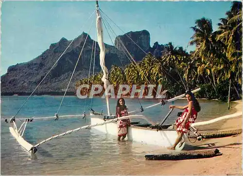 Cartes postales moderne Pirogue Motu-Tapu Bora-Bora