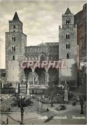 Moderne Karte Cefalu Cattedrale Prospetto