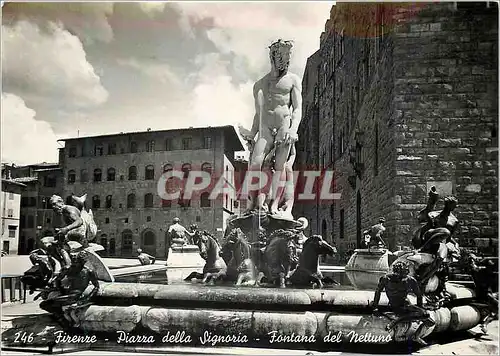 Moderne Karte Firenze Piazza della Signoria-Fontana del Nettuno