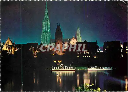 Cartes postales moderne Church Night Ulm a.d Donau Bateau