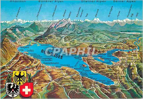Cartes postales moderne Bodensee Map