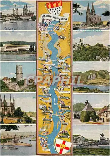 Cartes postales moderne Der Rhein Koln Koblenz Map