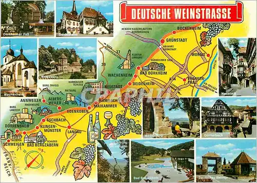Moderne Karte Deutsche Weinstrasse Map
