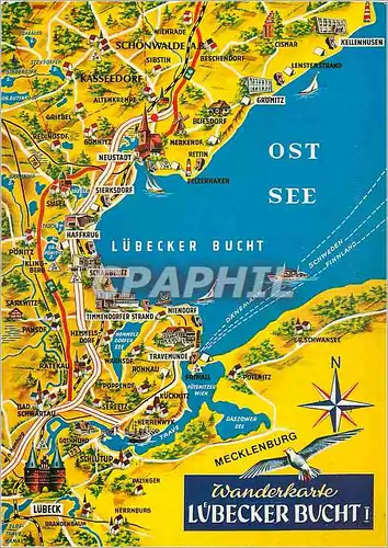 Cartes postales moderne Wanderkarte Lubecker Bucht Map