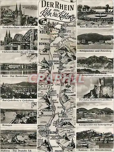 Moderne Karte Der Rhein Koln bis Koblenz