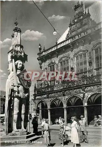 Cartes postales moderne Bremen Roland mit Rathaus