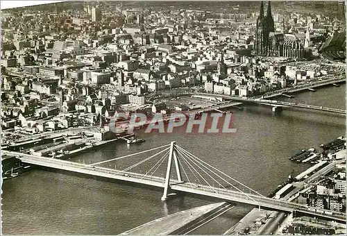 Moderne Karte Koln am Rhein Luftbild mit Severinsbrucke und Dom