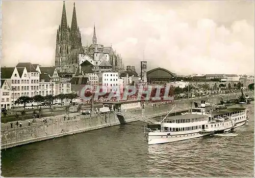 Moderne Karte Koln am Rhein Rheinufer mit Dom