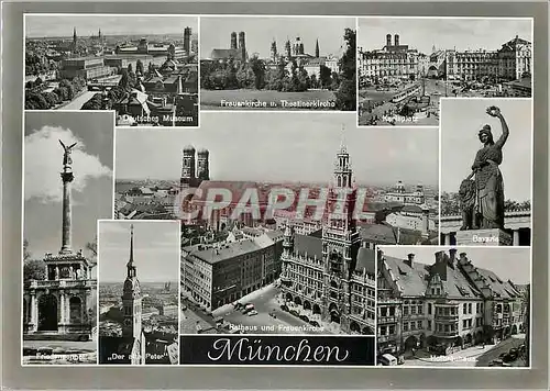 Moderne Karte Munchen Rathaus und Frauenkirche