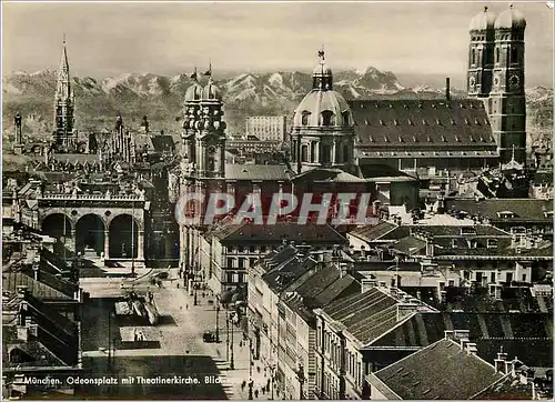 Moderne Karte Munchen Odeonsplatz mit Theatinerkirche Blick von Dom