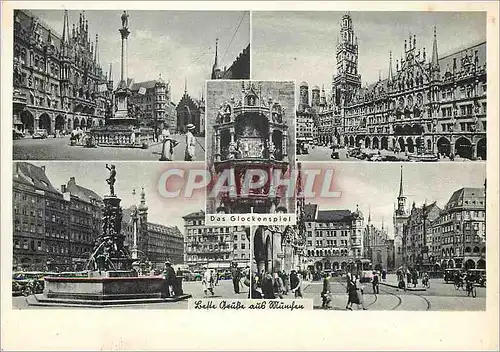 Moderne Karte Munchen das Glockenspiel