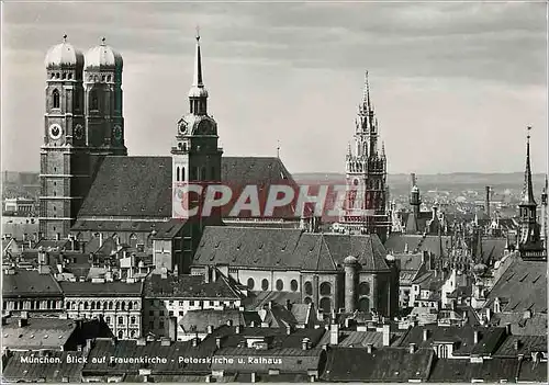 Moderne Karte Munchen Blick auf Frauenkirche-Peterskirche Rathaus