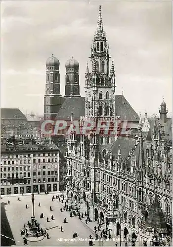 Moderne Karte Munchen Maximilianeum Marienplatz mit Rathaus und Frauenkirche