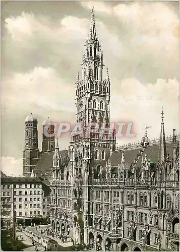 Cartes postales moderne Munchen Rathaus und Frauenkirche