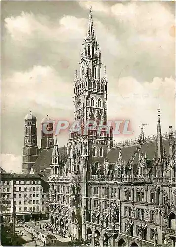 Moderne Karte Munchen Rathaus und Frauenkirche