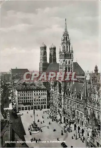 Moderne Karte Munchen Marienplatz mit Rathaus u. Frauenkirche