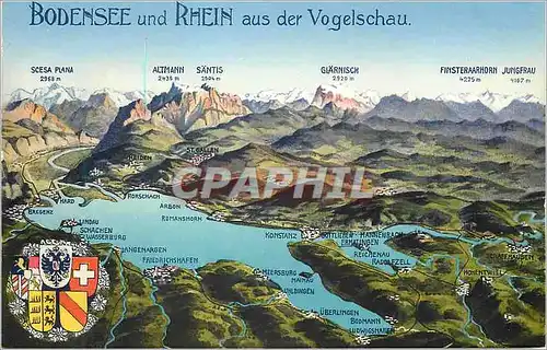 Cartes postales moderne Bodensee und Rhein a.d Vogelschau
