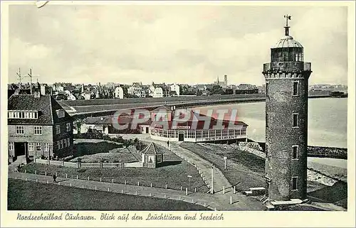 Cartes postales moderne Nordseeheilbad Cuxhaven Blick auf den Leuchtturm und Seedeich