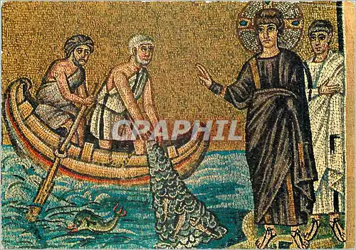 Cartes postales moderne Ravenna Basilica di S. Apollinare Nuovo - Pietro e Andrea seguono Gesu mosaic