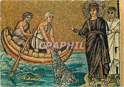 Moderne Karte Ravenna Basilica di S. Apollinare Nuovo - Pietro e Andrea seguono Gesu mosaic