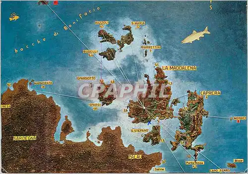 Moderne Karte Arcipelago La Maddalena Olbia