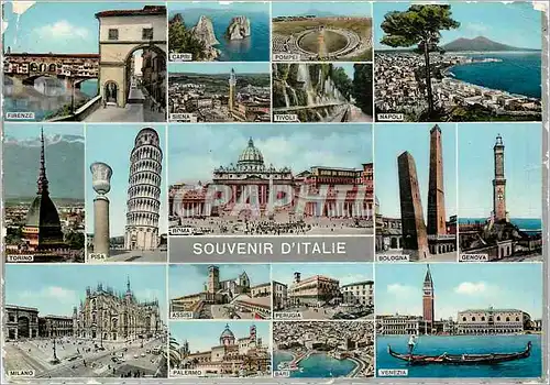 Cartes postales moderne Souvenir D'Italie Firenze Capri Siena Tivoli Napoli Bologna Assisi Torino Venezia