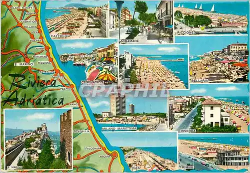 Moderne Karte Riviera Adriatica Italia