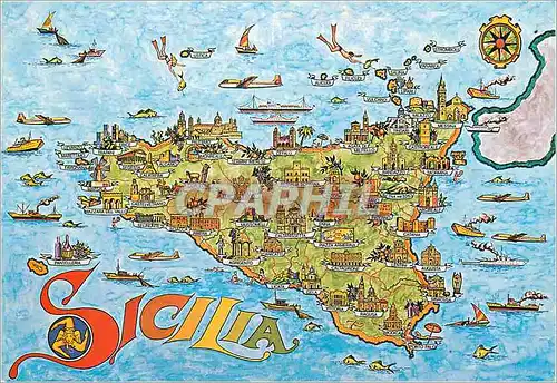 Cartes postales moderne Sicilia Mappa