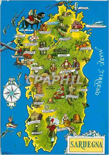 Cartes postales moderne Sardegna Mappa Animata