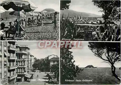 Cartes postales moderne Albenga Spiaggla Albenga Panorama Albenga Plazza del Popolo Albenga Isola Gallinara