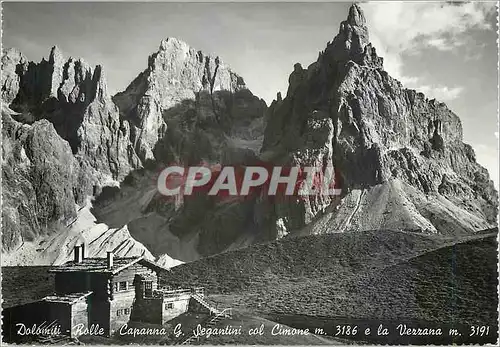 Moderne Karte Dolomiti Rolle Capanna G Segantini Col Cimone m 3186 e la Vezzana m 3191