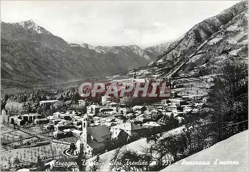 Moderne Karte Roncegno Alpi Trentine Panorama d'Inverno