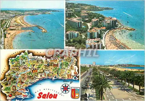 Moderne Karte Salou (Costa dorada) tarragona divers aspects de la plage
