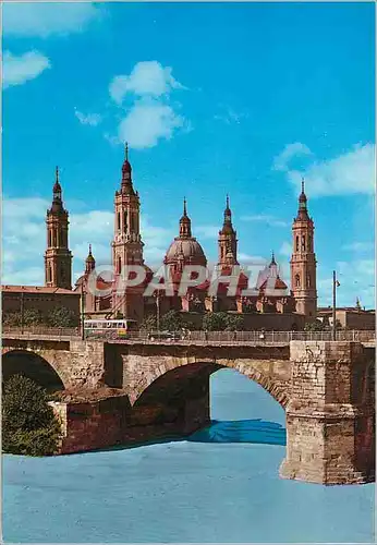 Cartes postales moderne Zaragoza pont de pierre sur l'ebre et basilique de el pilar