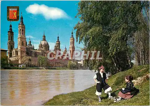 Cartes postales moderne Zaragoza basilique du pilar fleuve ebro Enfants Folklore