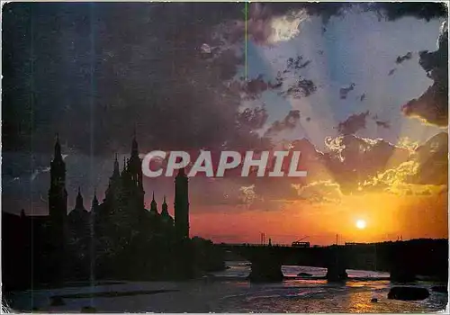 Cartes postales moderne Zaragoza le coucher du soleil