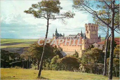 Moderne Karte Segovia el alcazar (chateau) vu des la foret de pins