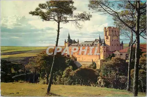 Moderne Karte Segovia el alcazar (chateau) vue des la foret de pins