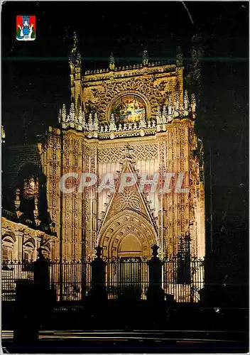 Cartes postales moderne Sevilla cathedrale porte du prince vue nocturne