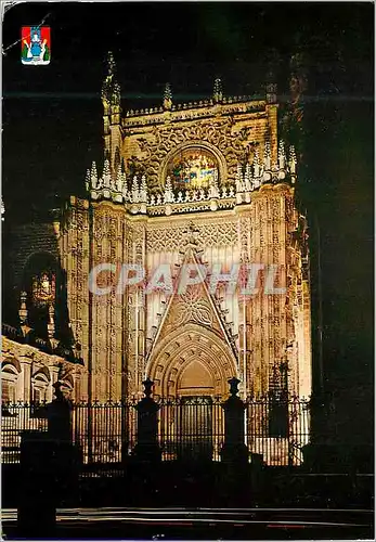 Cartes postales moderne Sevilla cathedral porte du prince vue nocturne