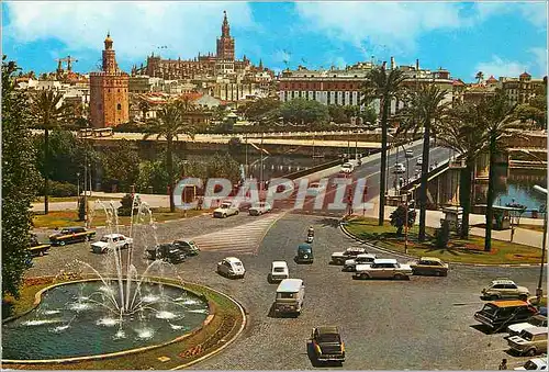 Cartes postales moderne Sevilla plaza de cuba et pont de saint telmo