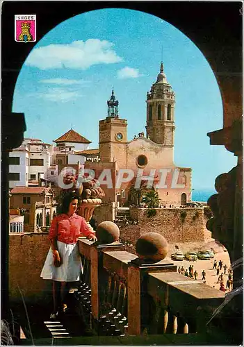 Cartes postales moderne Sitges l'eglise